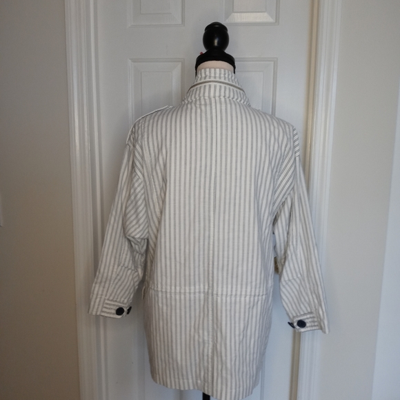 Joie Cristi White and Blue Stripe Utility Jacket - Picture 12 of 16